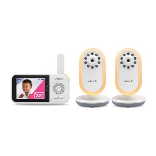 V-Tech 2 Camera 2.8" Fixed Position Video Baby Monitor: Night Vision, 2-Way Talk, Digital Zoom, Wireless 2.4 GHz