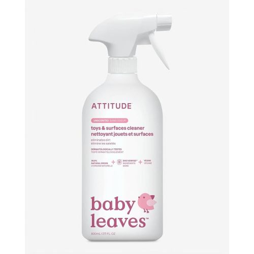 ATTITUDE Baby & Kids Toy Cleaner Spray, EWG Verified, Multi-Surface Cleaner for Toys, High Chairs & Play Areas, Naturally Derived, Vegan, Unscented, 27.1 Fl Oz