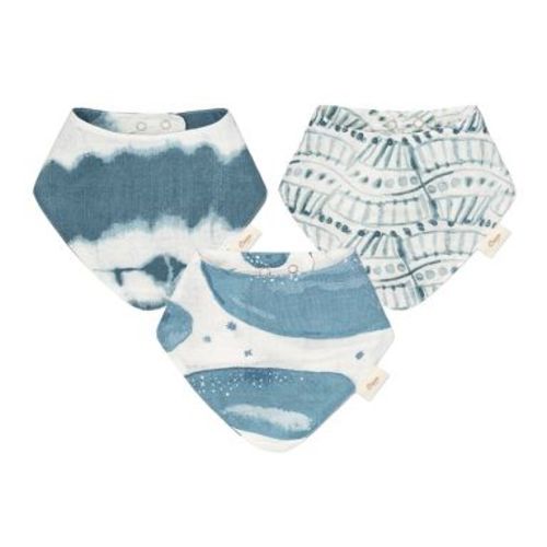 Crane Baby 4-Layer Muslin Bib Set - Caspian - 3pk: Ocean Theme, Cotton Material