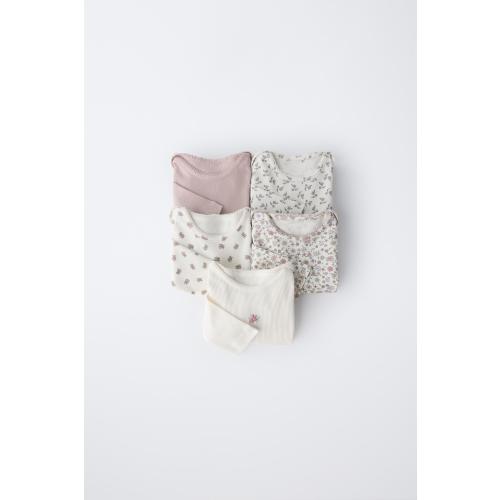 FIVE-PACK OF FLORAL BODYSUITS - Pink | ZARA United States