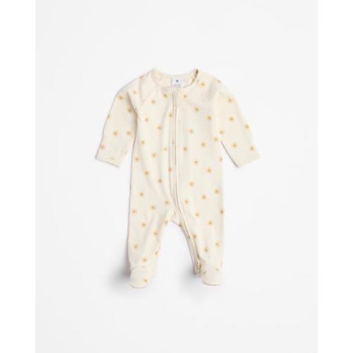 Baby Organic Cotton Print Zip Coverall - Cream Sun