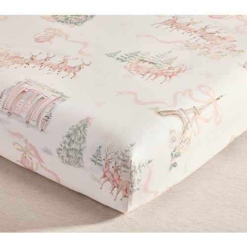 LoveShackFancy Christmas Dreams Organic Cotton Crib Fitted Sheet