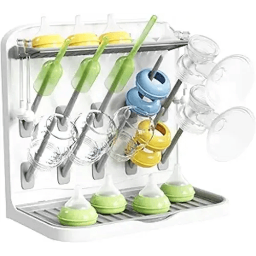 Lifewit Baby Bottle Drying Rack with 10 Hooks, Vertical Rack Dryer with Removable Pacifiers Box, Drip Tray, Space Saving Countertop Holder Organizer for Weighted Straws, Pump Parts