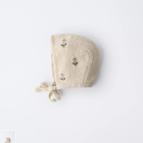 FLORAL EMBROIDERED KNIT BONNET - Light beige | ZARA United States