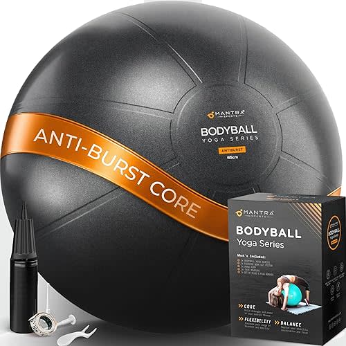 MANTRA SPORTS Exercise Ball – Yoga Ball for Pilates & Fitness - Birthing for Pregnancy, Stability, Core, Balance, Therapy for Physical Rehab, Workout for Home Gym & Office Chair, Fast Pump Included