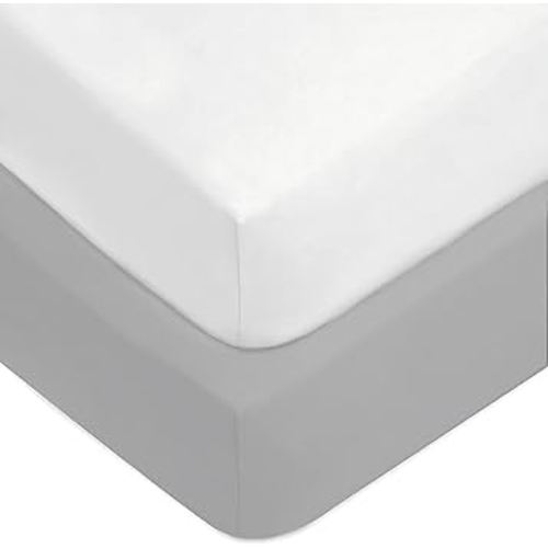 American Baby Company 2 Pack Fitted Crib Sheets 52" x 28" - Ultra Soft Microfiber Crib and Toddler Bed Sheets, White/Gray, Neutral for Boys & Girls