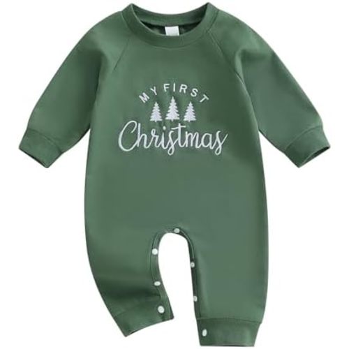 Christmas Baby Clothes Newborn Baby Boy Outfit Infant Sweatshirt Jumpsuit Long Sleeve First Christmas Romper 0-18M