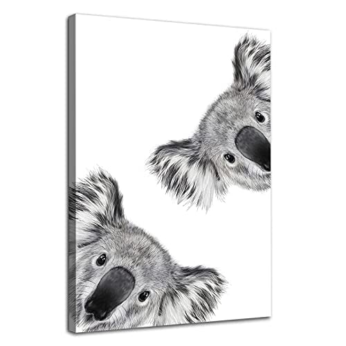 Koala Canvas Wall Art Koala Pictures for Nursery Cute Koala Poster Cute Animal Prints Animal Paintings for Nursery Baby Animal Artwork Children's Room Decoration Canvas Painting 16x24inch No Frame