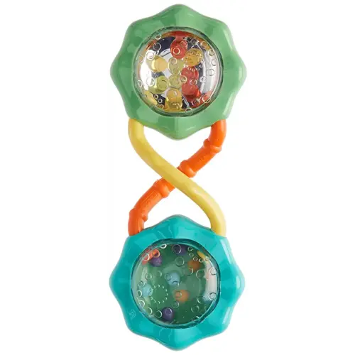 Bright Starts Rattle & Shake Barbell Toy, Ages 3 Months and Up Green