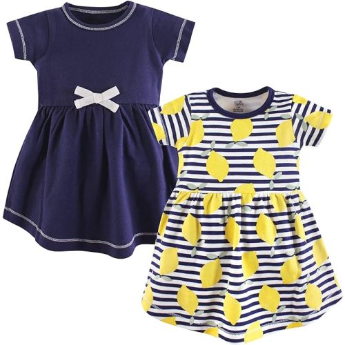 Touched by Nature Baby-Girls Organic Cotton Short-Sleeve and Long-Sleeve Dresses
