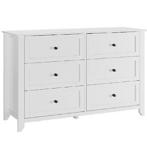 6 Drawer Dresser for Bedroom, Modern Chest of Drawers, Wood Storage Double Dresser w/Deep Drawers