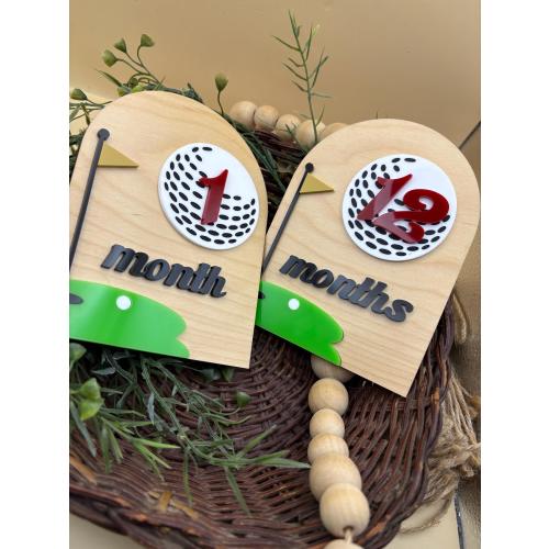 Golf Baby Milestone Signs, First Year Monthly Milestone Set, Interchangeable Golf Ball Numbers, Baby Boy Month Photo Prop, Golf Baby Gift