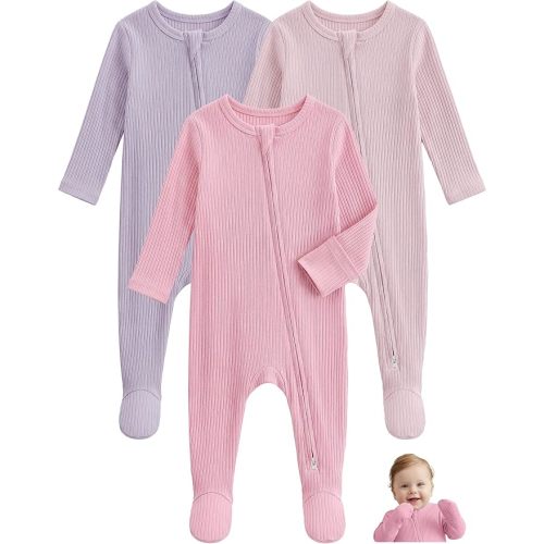 Unnivoll Baby Pajamas Baby Sleepers Rayon From Bamboo for Newborn 0-3 3-6 6-9 Months Footie Pjs Baby Boys Girls Clothes