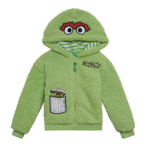 Sesame Street Oscar the Grouch Cozy Sherpa Zip Up Cosplay Hoodie Infant to Little Kid