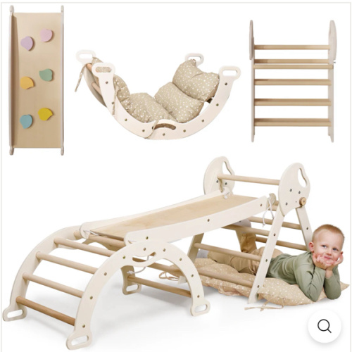 4in1 Montessori Climbing Set: Pikler Triangle, Arch, Slide Board, and