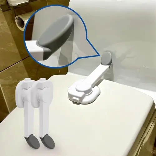 Toilet Locks Baby Proof - Upgraded 2 Pack Child Safety Toilet Seat Lock for Toddlers with Strong Adhesive, Toilet Lid Lock Fit Most Toilet Seats