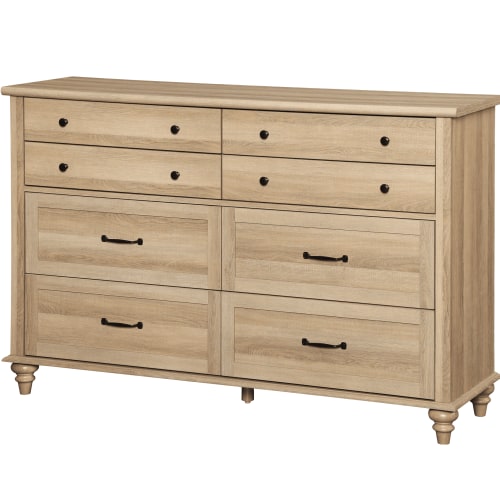 Mid Century Dresser with 8 Drawers, Wooden Kids Dresser for Kids Room Living Room, Oak