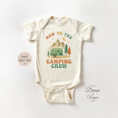 New To The Camping Crew Onesie®, Camping Baby Bodysuit, Retro Baby Onesie®, Adventure Baby Onesie®, Baby Shower Gift, Camping Buddy Onesie®