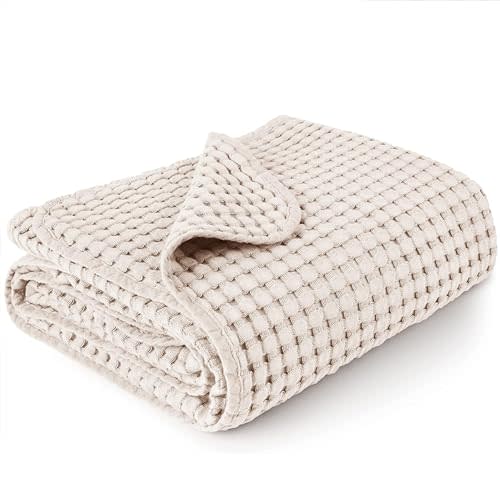 Konssy Waffle Baby Blanket for Boys & Girls, Soft Newborn Swaddle Blanket | Waffle Knit, Cozy Crib Blanket Neutral for Nursery, Stroller & Toddler Bed, Machine Washable, 41" x 37"(Oat)