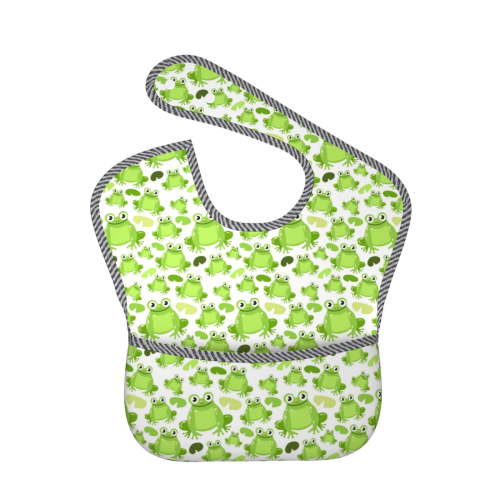 Hirioo Cute Frogs for Baby Waterproof Pocket Bib Adjustable Closed for Babies Toddlers with Large Pocket 6-24Months