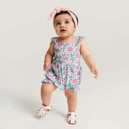 Retro Daisy Ruffled Cami Bubble Romper
