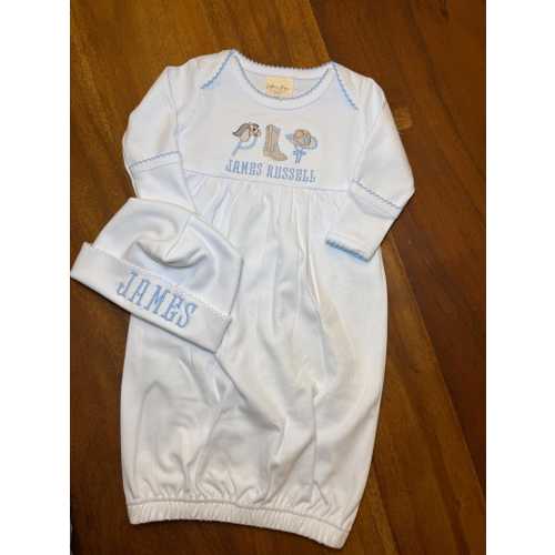 Personalized Baby Cowboy Gown & Hat Set: Embroidered Newborn Outfit