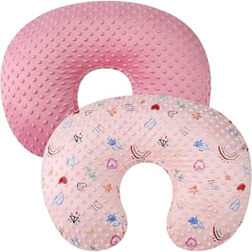Dot Nursing Pillow Cover Set 2 Pack Nursing Pillow Slipcovers, Ultra Soft Compatible with Boppy Pillow,Standard Pillow for Baby Boy Girl Pink, Love
