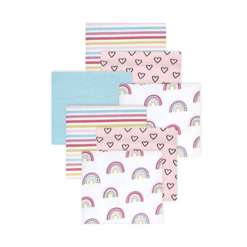 Luvable Friends Hudson Baby Flannel Receiving Blankets 7pk, Rainbow Joy