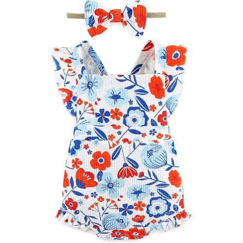 Baby Girl Ruffled Jumpsuit and Headband Set