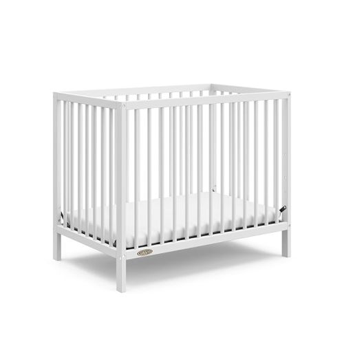 Graco Teddi 4-in-1 Convertible Mini Crib with Bonus Water-Resistant Mattress – GREENGUARD Gold Certified, 2.75-Inch Mattress Included, Small Spaces Crib, Easy 30-Minute Assembly (White)