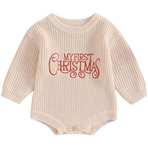 My First Christmas Baby Christmas Sweaters Letter Embroidered Long Sleeve Fall Winter Knitted Pullover