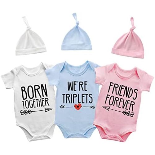 Baby Triplets Bodysuits Did We Just Become Best Friends Outfit Triplets Baby Clothes with Hat