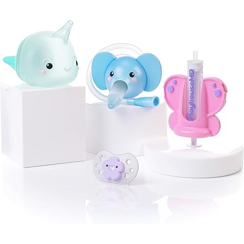 Playhouse MD Essentials Healthcare Kit – Nasal Aspirator for Baby, Bulb Syringe Nose Cleaner, Baby Medicine Kit with Pink Oral Syringe Medicine Dispenser | Toddler and Newborn Essentials, 0M+