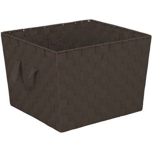 Simplify Woven Strap Polypropylene Baskets, 13" x 15", Brown