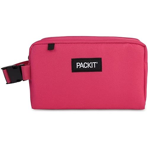 PackIt Freezable Snack Box, Magenta, Built with ECOFREEZE Technology, Collapsible, Reusable, Zip Closure with Buckle Handle, Designed For Work Snacks, Fresh Snacks On the Go, Adults, and All Ages