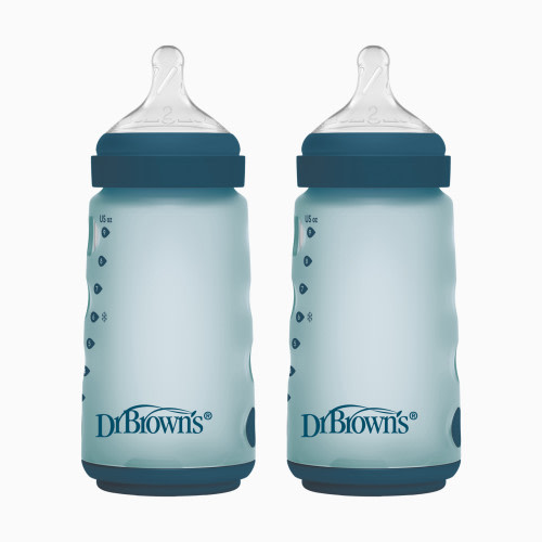Dr. Brown's Options+ Wide-Neck Silicone Baby Bottles - Blue, 9 Oz