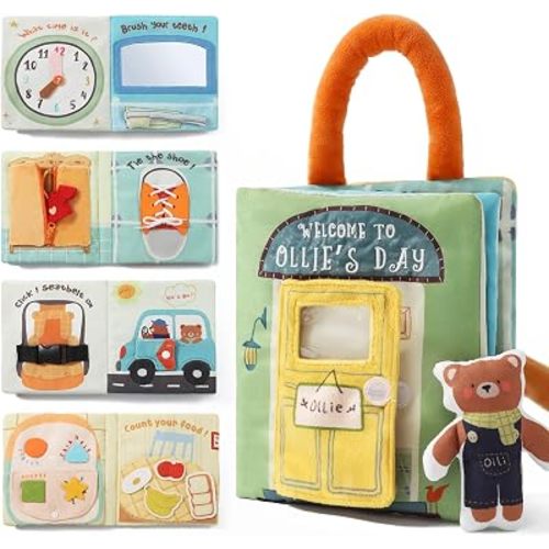let's make Busy Book for Toddler 1-3, Quiet Activity Book with Movable Bear