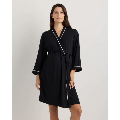 Bamboo Jersey Maternity Robe - Maternity & Post-partum in True Black