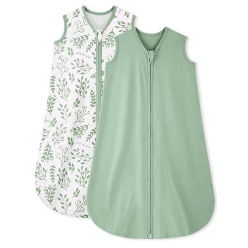 YOOFOSS Baby Sleep Sack 6-12 Months Wearable Blanket for Babies 100% Organic Cotton 2-Way Zipper TOG 0.5 Toddler Sleeping Sack 2 Pack, Sleep Sacks