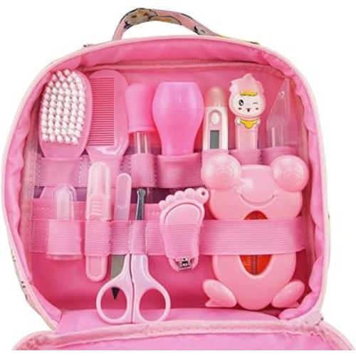 ZELINYE Baby Grooming kit Set Infant Baby Grooming Tools Newborn Manicure Set Baby Healthcare Nail Clippers Hairbrush Tool Set(13PCS) (red)