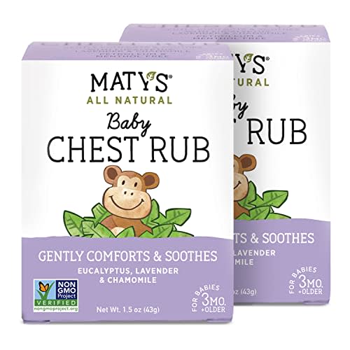 Matys Baby Chest Rub – Naturally Comfort, Soothe and Help Relieve Congestion in Babies 3 Months+, Petroleum Free – Made with Soothing Lavender and Chamomile, 1.5 oz – 2 Pack