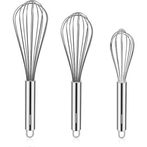 NileHome Stainless Steel Whisk Set 8" 10" 12" Kitchen Whisk Balloon Whisk Kitchen Wisk Wire Whisks for Cooking, Whisking, Blending, Beating, Stirring-3 Pack…