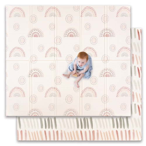JumpOff Jo Extra Large Foldable Kids Foam Play Mat, Padded Baby Floor Mat, 77 x 70 in - Rainbow Dash