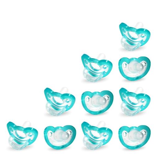RaZbaby Jollypop Pacifier for Babies 3 Months and Up, USA Made, Natural Shaped Orthodontic Binky, Lovingly Shared in NICUs & Hospitals Worldwide, Medical-Grade 100% BPA-Free - 10 Pack - Teal