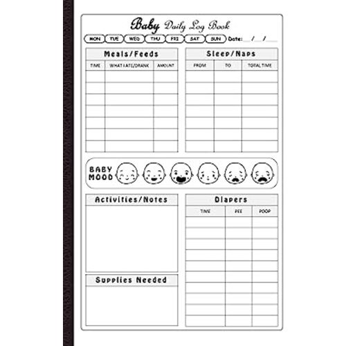 Baby Daily Log Book: Record Feed, Sleep, Naps, Diapers, Activities And Supplies Needed | Perfect For New Parents Or Nannies