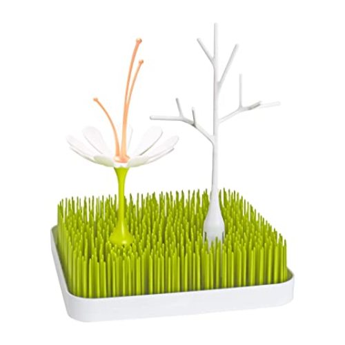 Boon Grass Countertop Drying Rack Bundle - Includes Grass, Stem, and Twig - Capacity for 4 Baby Bottles and Baby Accessories - Baby Bottle-Feeding Supplies - 9.5 x 9.5 x 3