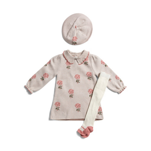 Newborn Girls Floral Double Knit Dress With Matching Hat And Socks | Kids & Baby | T.J.Maxx