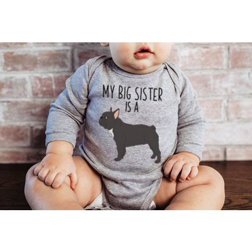 My Big Brother / Sister is a French Bulldog Baby Bodysuit, Dog Baby Boy Baby Girl Clothes, One Piece Romper, Frenchie Baby Shower Gift
