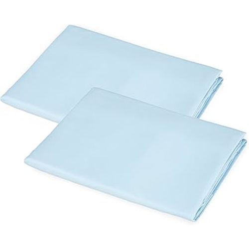 American Baby Company 2 Pack 100% Cotton Percale Fitted Nap Mat Sheet with Elastic Corners 24" x 48" x 4" - Soft & Breathable Rest Mat Sheet or Nap Mat Cover for Daycare & Preschool, Blue