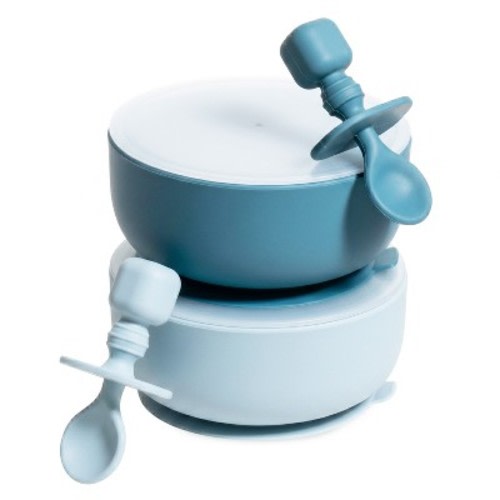 Sperric Silicone Baby Feeding Set - Infant Suction Bowls with Lids and Spoons | BPA Free Toddler Self Feeding Utensils for 0-6 Months